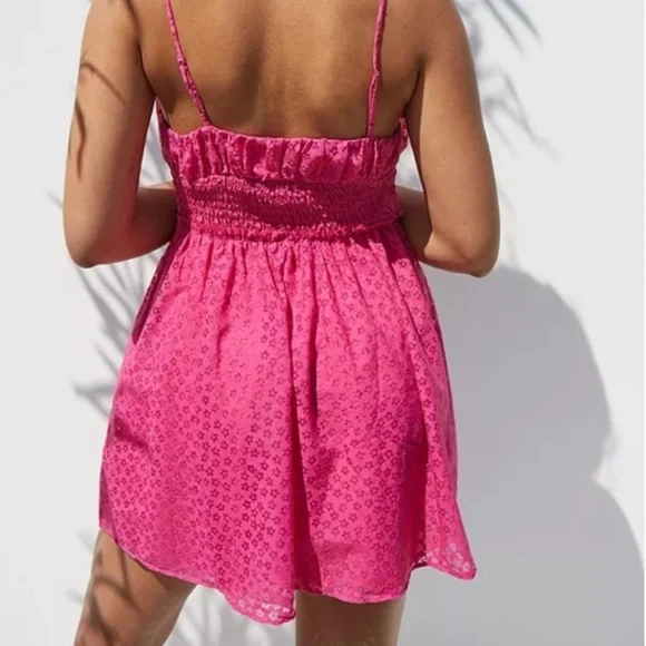 Urban Outfitters Pink Floral Milkmaid Mini Dress Size XS - Picture 2 of 12